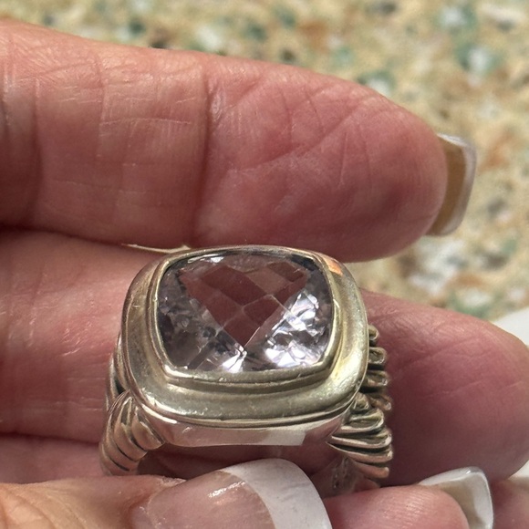 David Yurman rare 14mm Albion sterling Silver lavender amethyst Purple Ring 5.5 - Picture 3 of 11